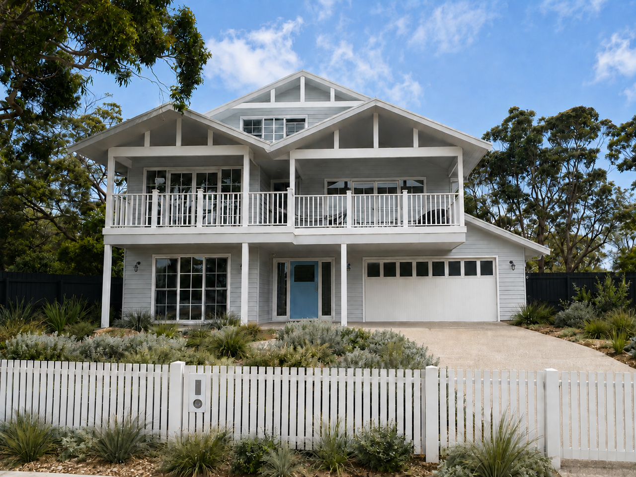 Shell Road weatherboard exterior with a deep upper verandah